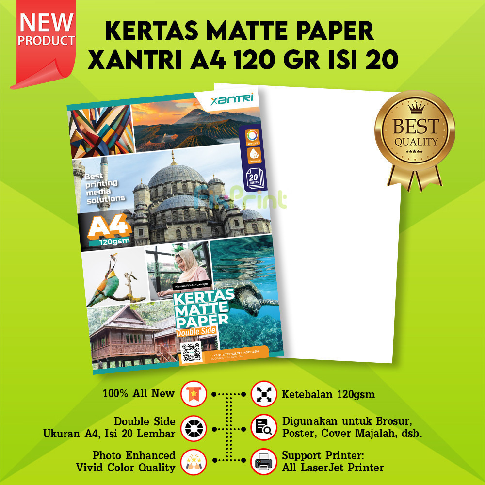 Kertas Matte Paper 120gram A4 isi 20 Lembar per pack 120gsm Matter Paper A4
