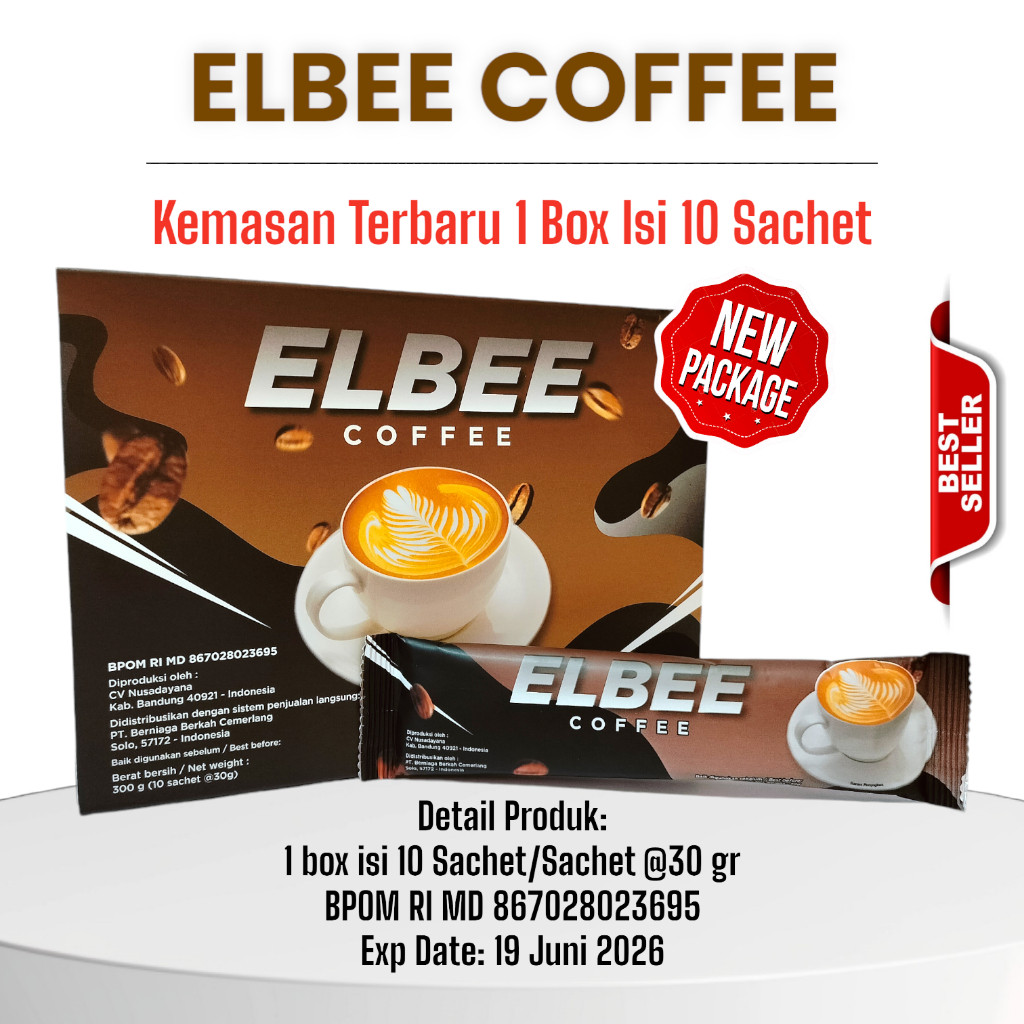 

ELBEE COFFEE 1 BOX ISI 10 SACHET ORIGINAL KOPI KESEHATAN