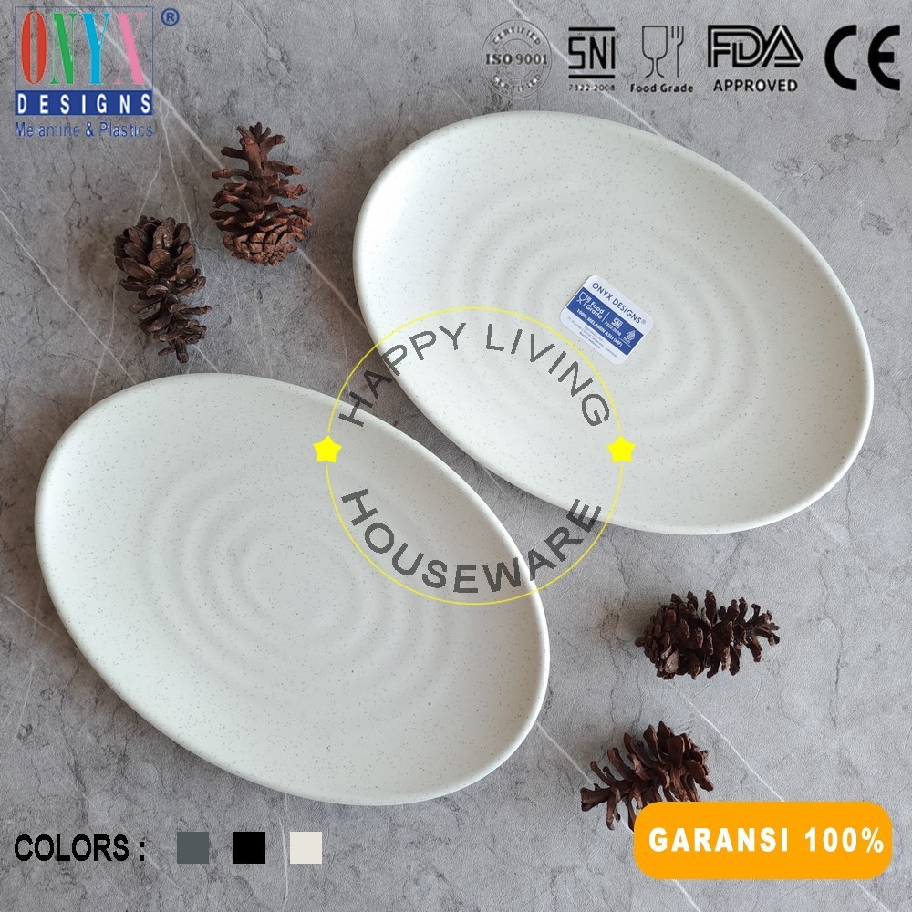 ONYX Piring Oval Melamin 10" Ivory Granite Piring Oval Premium Onyx 26cm