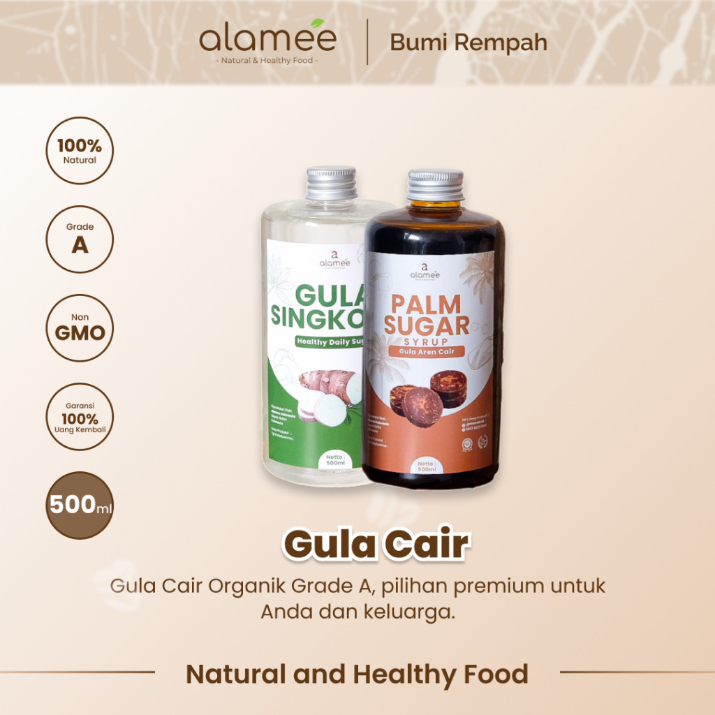 

ALAMEE Gula Aren Cair Singkong Ketela Palm Sugar Cair Organic Organik Pure Murni Sirup Pemanis 500ml