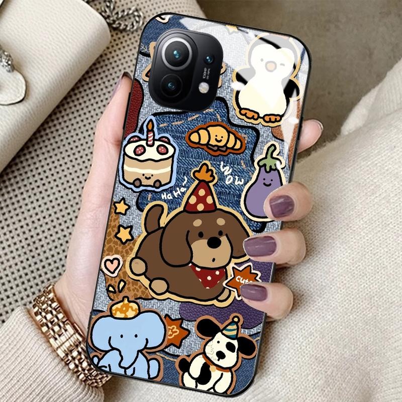 Casing Kaca Tempered For Xiaomi Mi 11 Lite Mi 11 Lite 5G 11 Lite 5G NE 12 Lite Silikon Belakang Kart