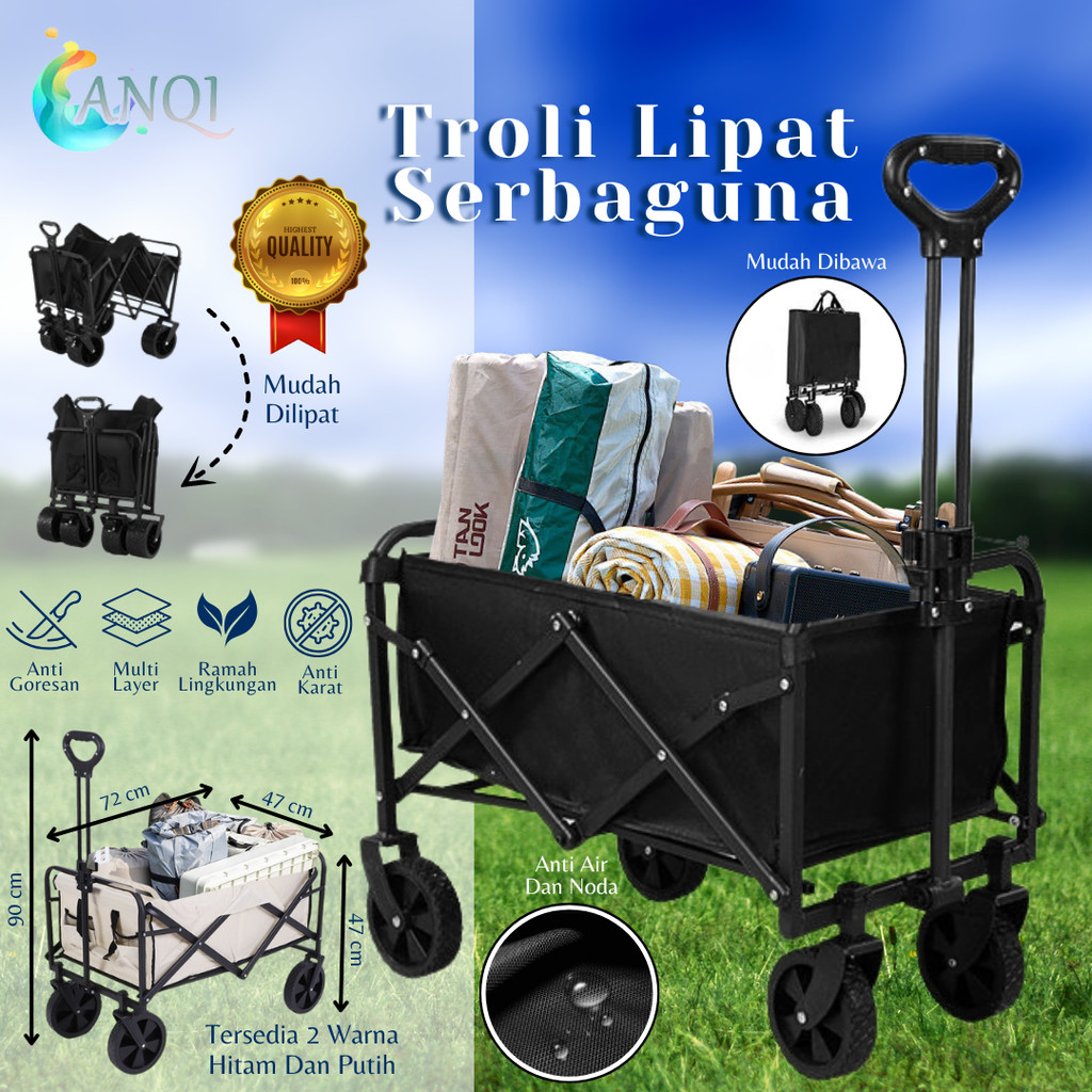 ANQI SHOP Troli Portabel Lipat 5 Inch Multifungsi Troli Lipat Roda 4 Outdoor / Troli Portable Luar R