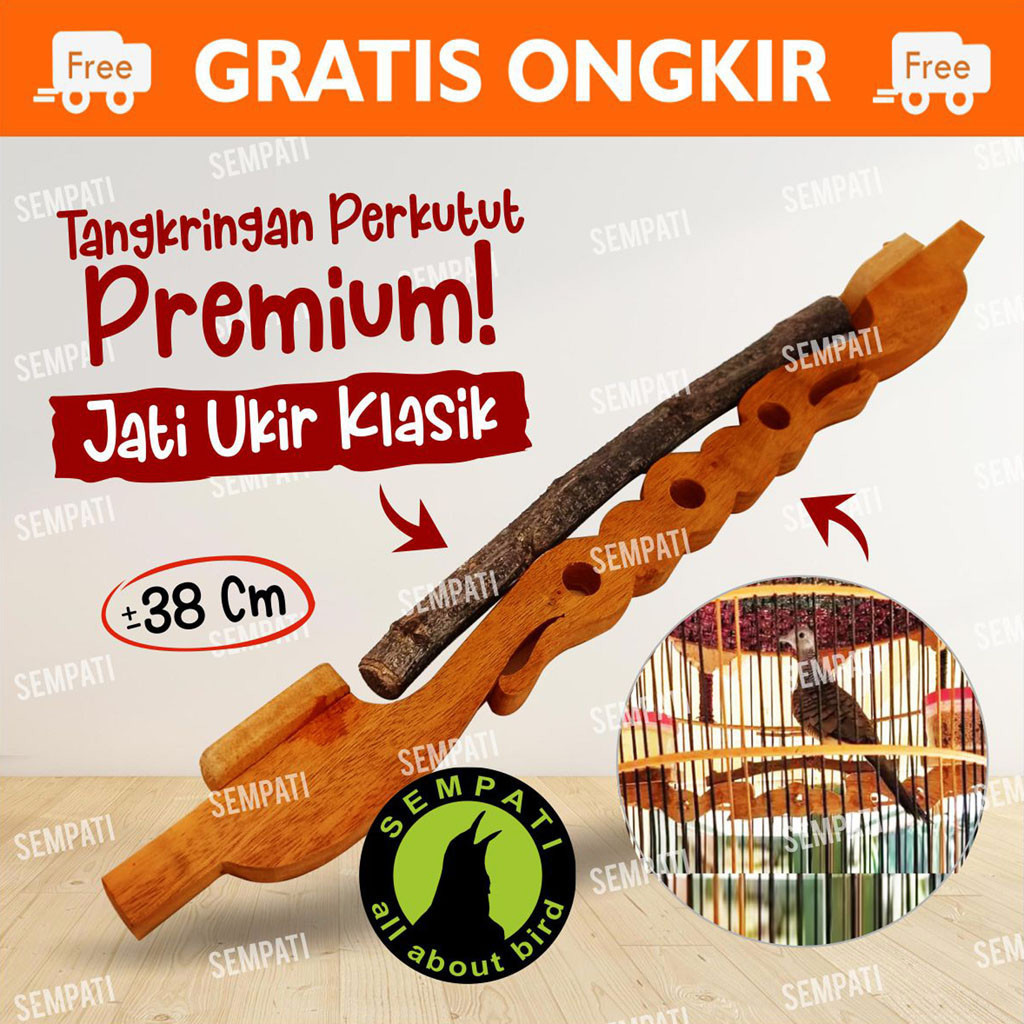 SEMPATI Tangkringan Perkutut Kayu Jati Klasik Tangkaringan Sangkar Kandang Burung Perkutut derkuku U