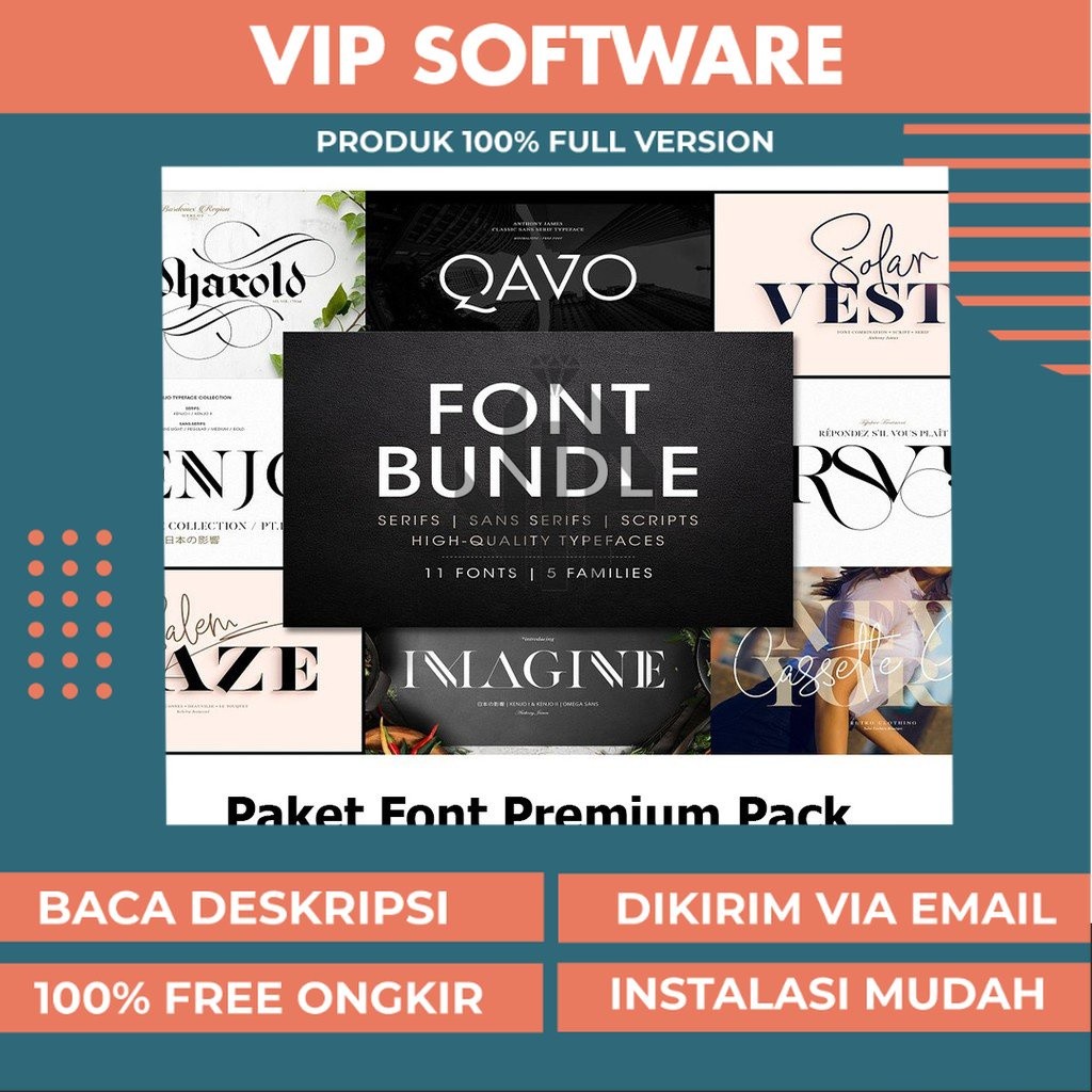 Paket Font Premium Pack 2300+ font  Komponen Desain Grafis Creative Market Terlengkap