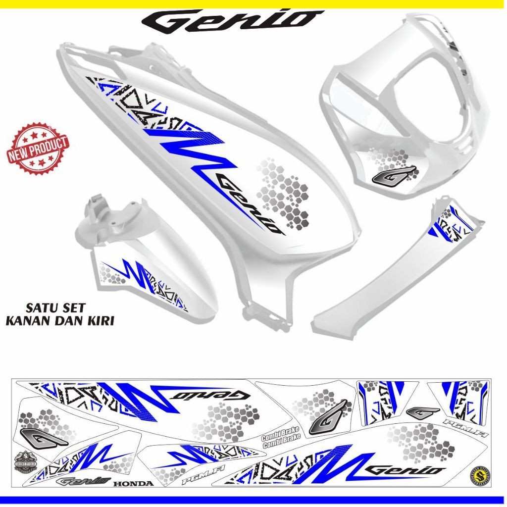 POLET MOTOR STIKER STRIPING VARIASI GENIO / STIKER MOTIF TERLARIS MOTOR GENIO STIKER STRIPING