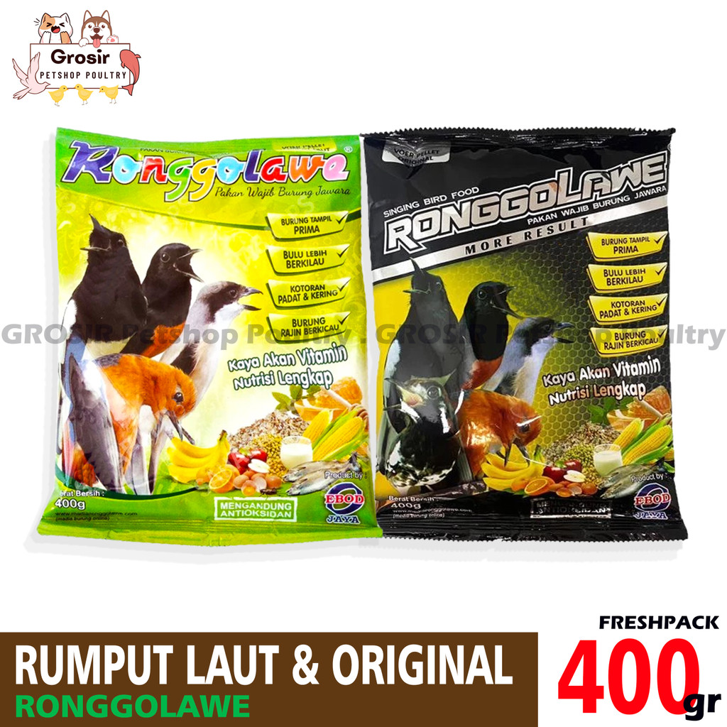 PAKAN BURUNG RONGGOLAWE EBOD JAYA RUMPUT LAUT & PELLET ORIGINAL MURAI KACER PLECI CIBLEK VOER