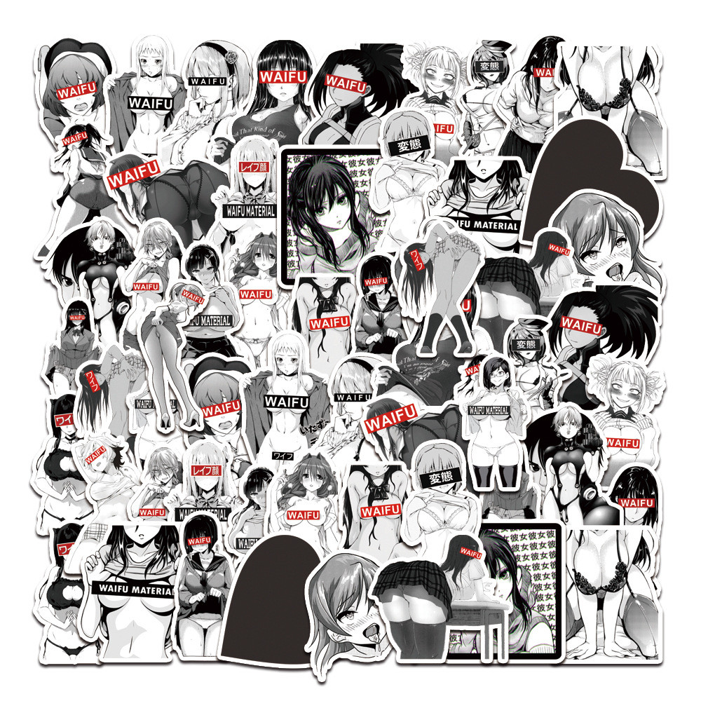 60Pcs Waifu Girl Sexy Stickers Hentai Adult Anime Decals DIY for Laptop Phone Luggage Skateboard Car