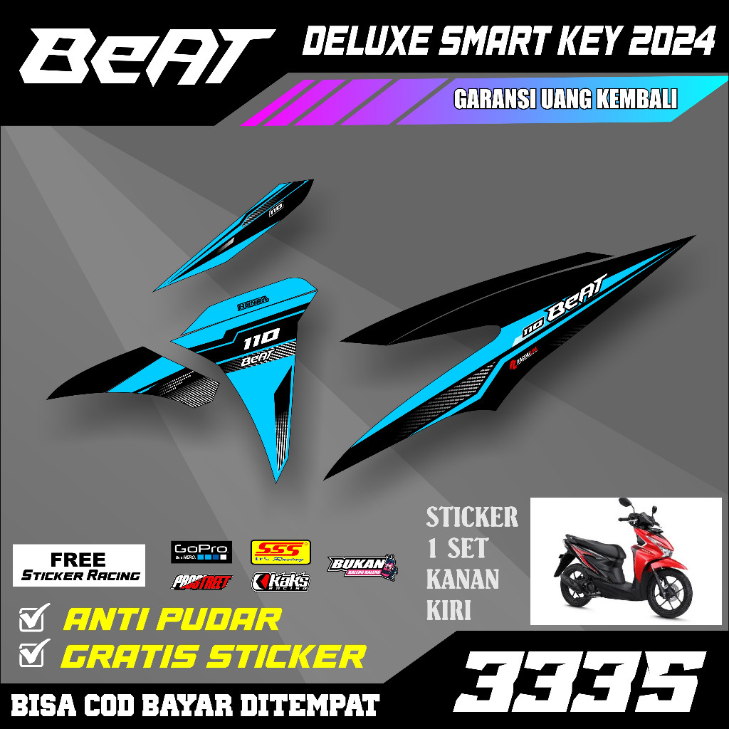 Striping Stiker Beat Deluxe New 2024 Smart Key Sticker List Variasi Motor Honda Beat Terbaru