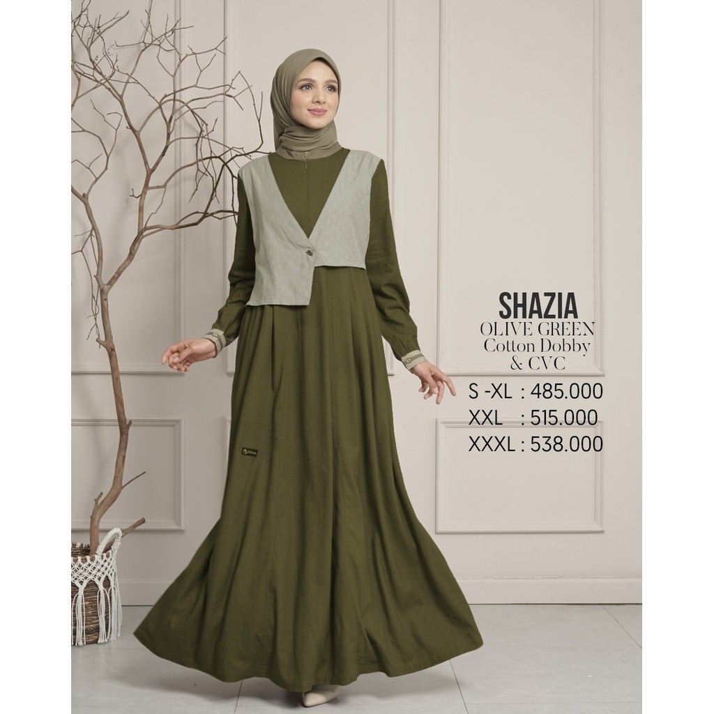 SABRINA | DRESS PREMIUM GAMIS PREMIUM HIJAB PREMIUM ORIGINAL MUTIF GAMIS JUMBO GAMIS HIJAU ARMY Gami