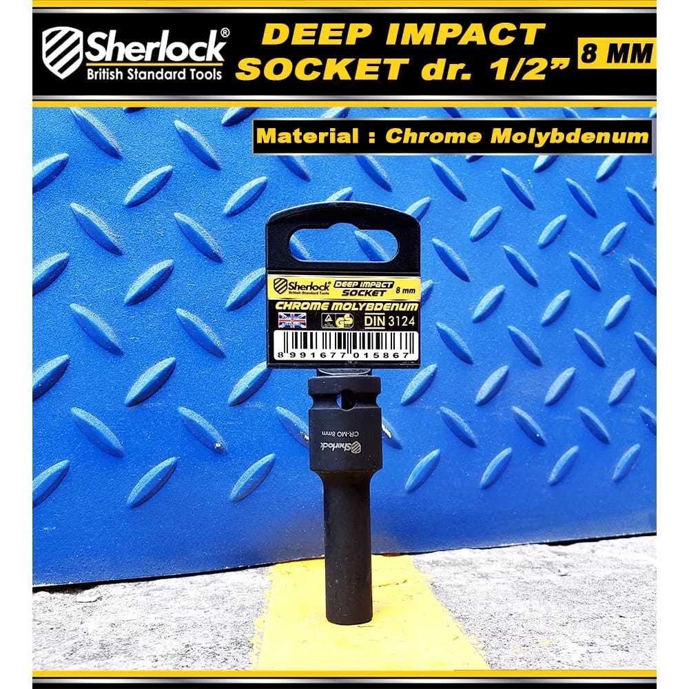 Mata sock impact dalam/Mata Sock Pukul Panjang 1/2" / Deep Impact Sock Sherlock 8 mm