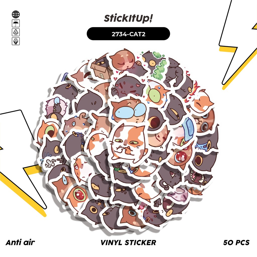 

COD✨ 50 Pcs FUNNY CHARACTER MOTION CAT STICKER PACK 02 Anti Air Untuk Dekorasi Notebook Sepeda Skateboard Handphone DIY
