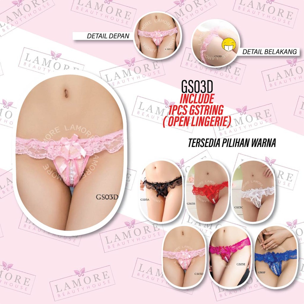 G String Mutiara Thong Celana Dalam Wanita Pink Gs03D