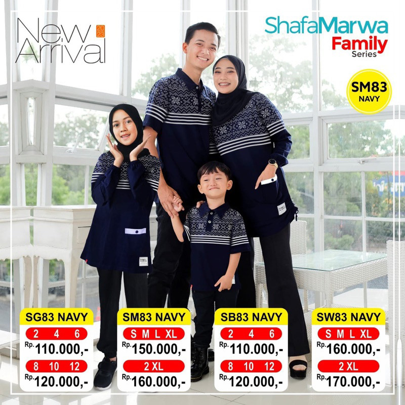 Kaos Couple Keluarga Sarimbit Shafa Marwa 83 Navy