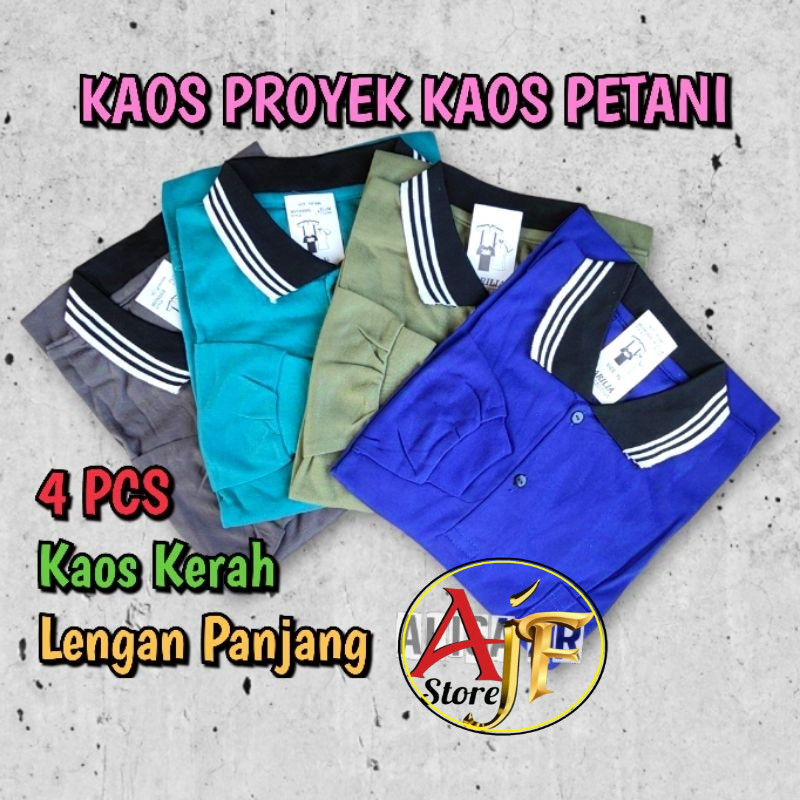 KAOS PRIA PROMO 4 PCS KAOS KERAH MURAH/KAOS PETANI/KAOS LENGAN PANJANG/kerah latif