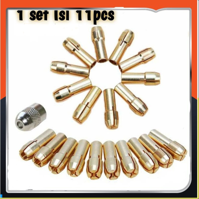 11pcs/set Kepala Bor Mini Gerinda Chuck Collet Mini Grinder Set