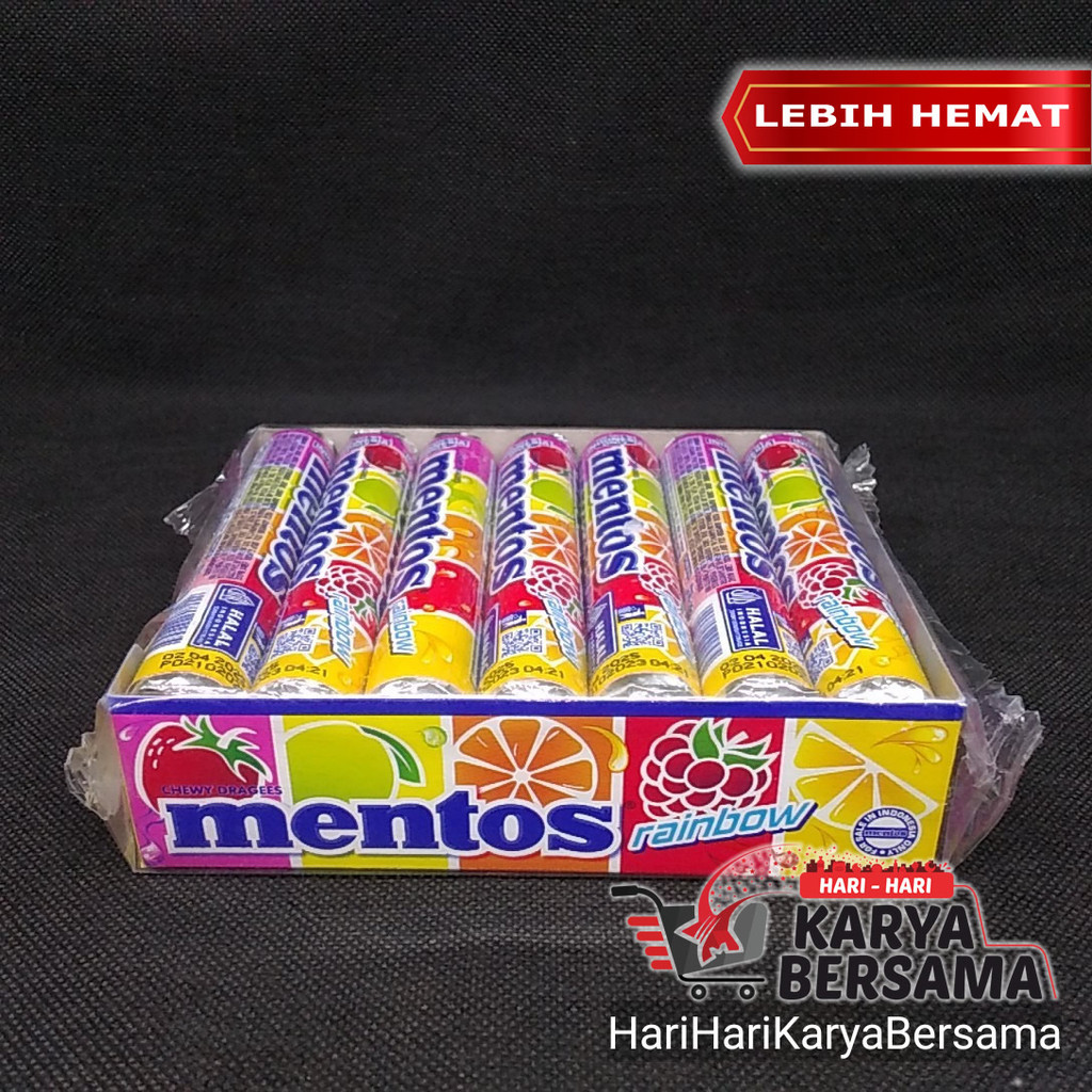 

MENTOS STICK RAINBOW PERMEN RASA ANEKA BUAH PACK ISI 14'S X 29GR