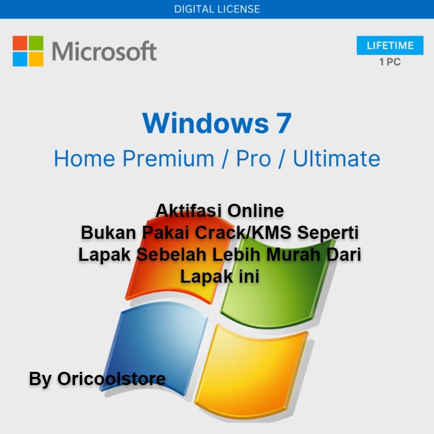 Windows 7 Original License Lisensi Key Tanpa Ongkir