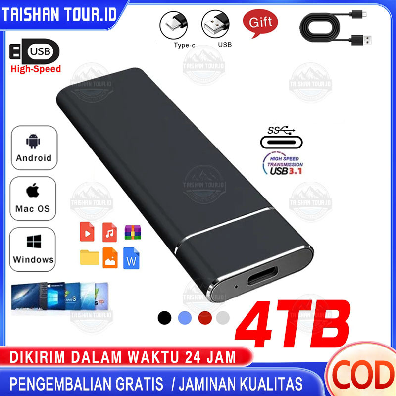 SSD Eksternal 4TB USB 3.0 Type-C ssd laptop PC ssd portable eksternal hp solid state drive