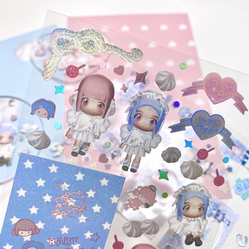 

SKYSONIC BOBO Coraltree Sticker Sweet Angel Modeling Materials Idol Stationery Postcards Cute Korean Decorative Sticker Suppli