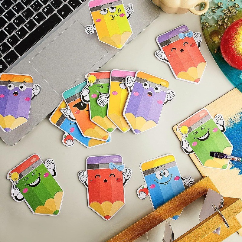 

New Cute Cartoon Pencil Shaped Sticky Note Children's Handbook Cartoon Decoration Sticker Learning Memo Notebook