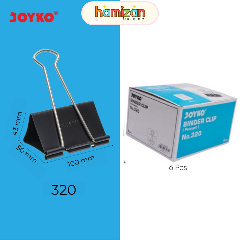 

( Harga 1 pack = 6 pcs ) BC 320 / Binder clip Besar Bc no.320 / Penjepit Jumbo BC-320 Joyko