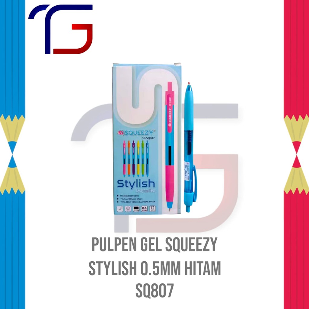 

Pulpen Gel Squeezy Stylish 0.5mm Hitam SQ807