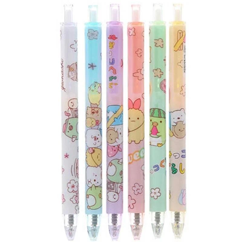 

6Pcs SUMIKKO GURASHI Cute animal pattern 0.5mm Mechanical Gel Pen Stationery Pens for School Office Writing Supplies kids Gift
