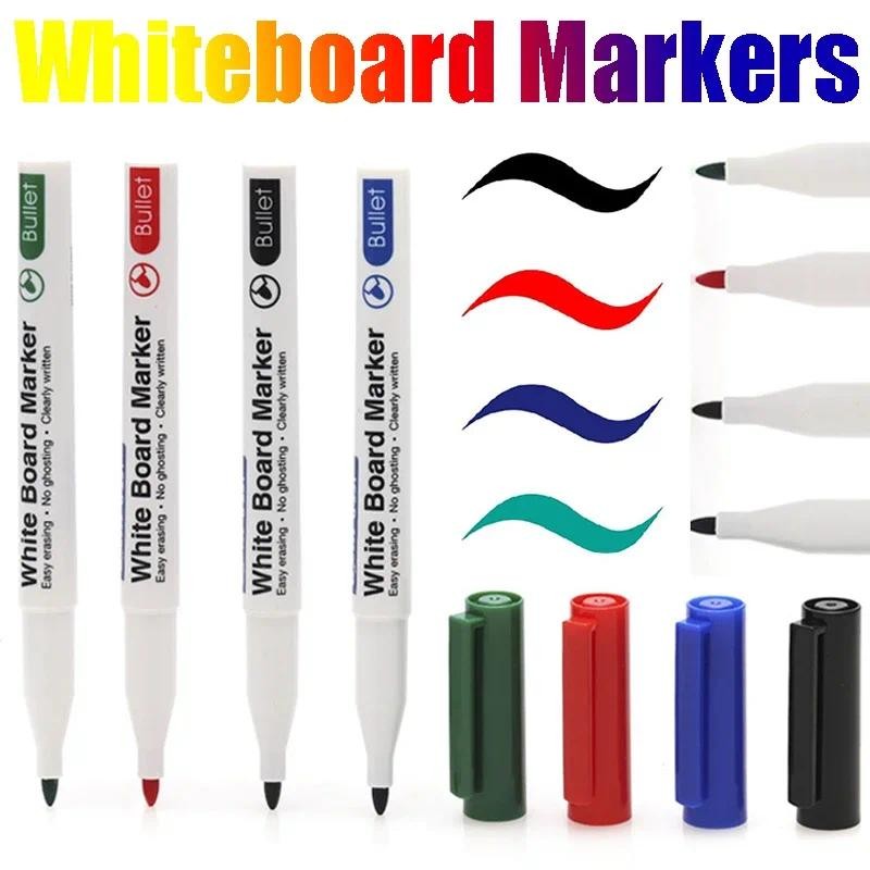 

4pcs/set Whiteboard Marker Pens Blackboard Pens 4colors Erasable White Board Markers School Classroom Office Stationery Supplies