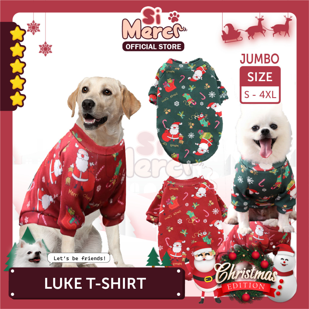 SD34RF Si Merci Baju Anjing Ukuran BESAR Hewan Natal Baju Sweater Jumper Anjing Kucing Natal | Luke 