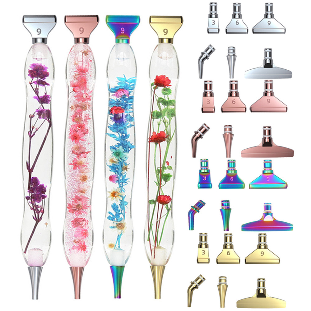

Ergonomic Flower Resin Diamond Painting Pen Diamond Painting Tool and Accessories Point Drill Pen With Metal Pen Heads Kits