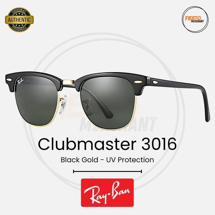Kacamata Rayban Club Master/Clubmaster 3016 Ori/Original Sunglasses Hitam Anti UV Protection