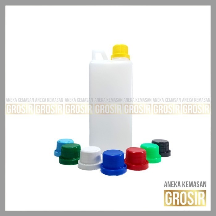 Jerigen 1 Liter Segel HDPE Natural Mulut Besar – Pilihan Tutup Warna Warni (1 Set)