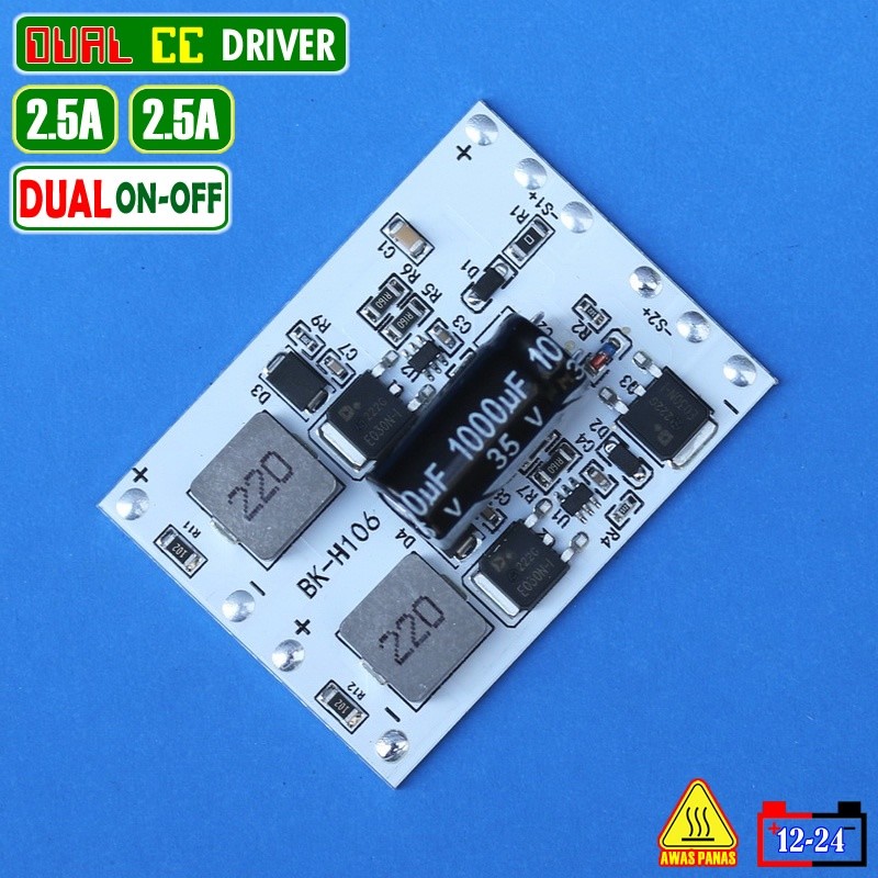 READY Dual ON 2.5A LED Driver MCP 7070 2X 3570 SST XML Biled Laser 12V 24V