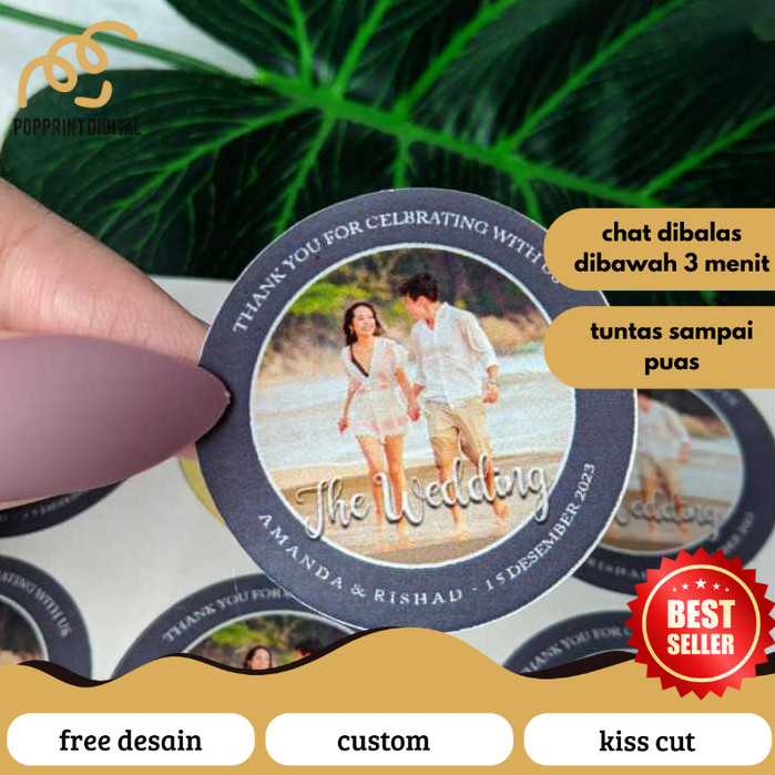 

PopPrints 9-15 Print Sticker Wedding Souvenir Stiker Bulat Chromo Custom Ucapan Nikah Free Desain