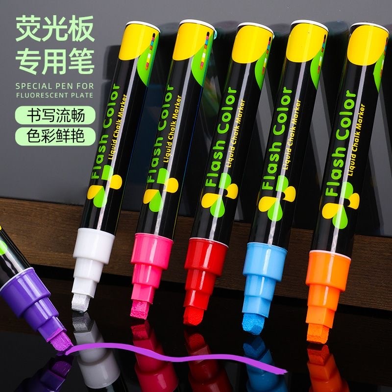 

4pcs 6MM Fluorescent Pen LED Board Advertising Pen Light Board Pen Glass Erasable Whiteboard Green Blackboard Pen Liquid Chalk