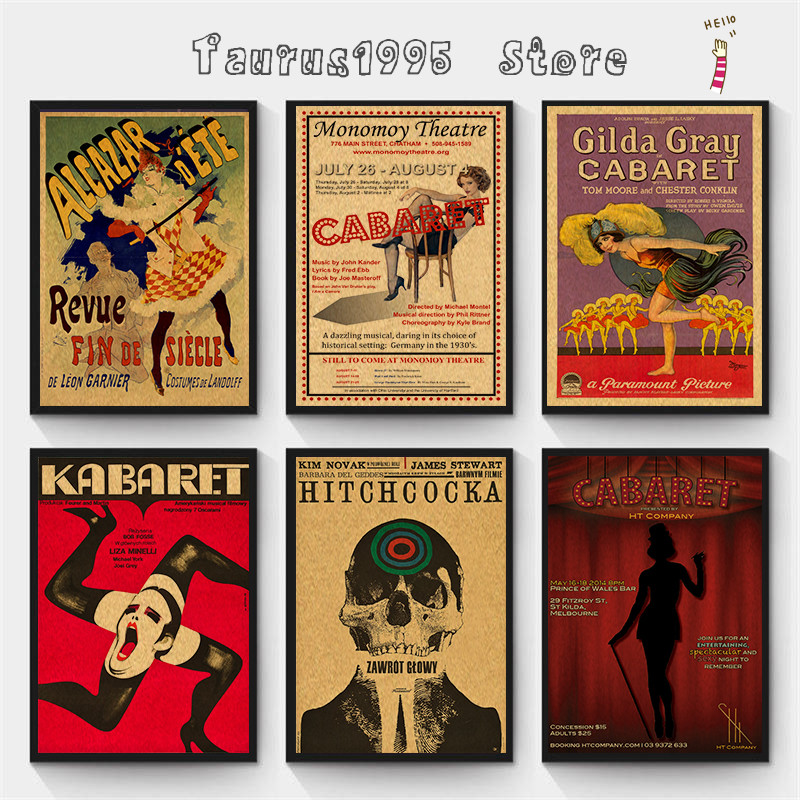 

American Movie Cabaret Retro Posters Good Quality Kraft Paper Printed Wall Posters Art Painting Home Room Decor