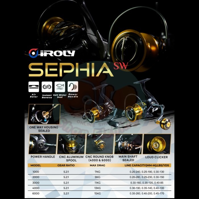 Reel Spinning Power Handel Iroly Sephia SW - 2000 SW