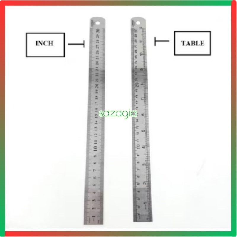 

(SG) Penggaris Besi Mistar Stainless 30cm Garisan Stainless
