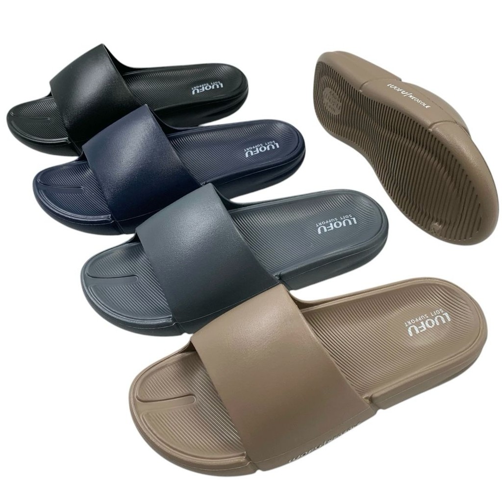 LUOFU Sandal Selop Karet Ringan Pria Import E6211-BRE01 (B4)