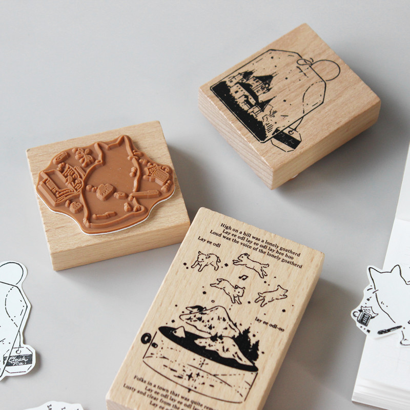 

Coffee Bear Black Tea Animal Original Wooden Rubber Stamps, Stationery Mood Cute Planner Stamps