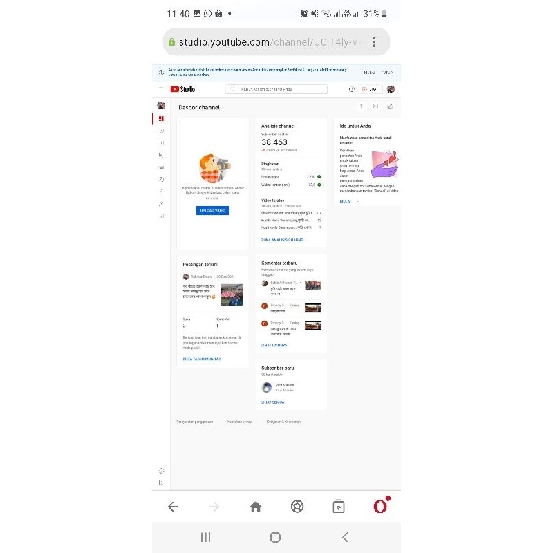 Akun youtube 10rb - 100rb subs