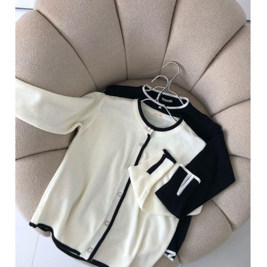 NANTARSHOP HECTIC Lili Cardigan Rajut Knitwear - Cardigan Tangan Panjang Slit - Cardigan Korean Styl