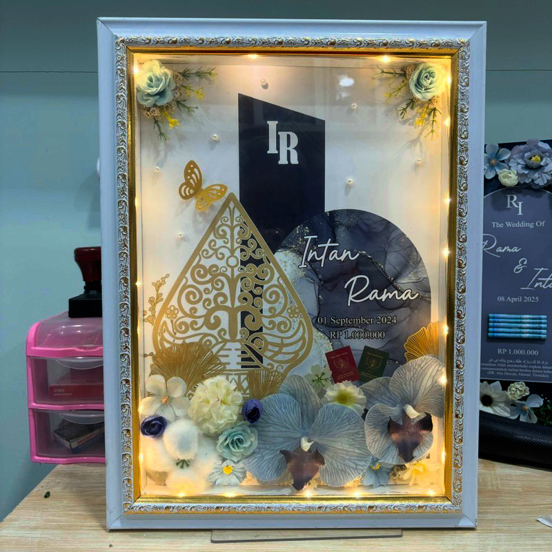 mahar pernikahan gunungan wayang jawa semi resin anggrek free lampu