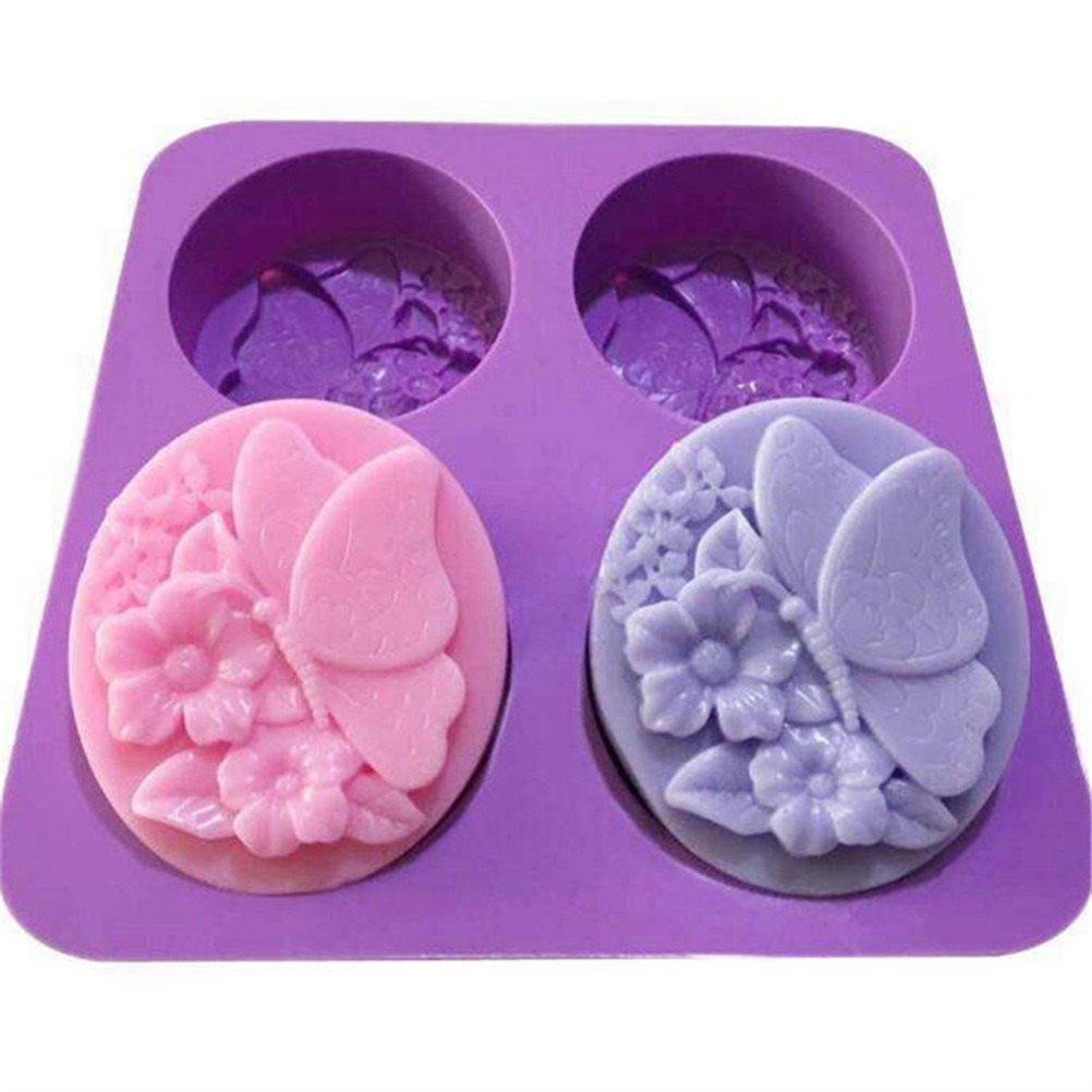 

2021 Love Four Soap Mold Butterfly Cute Flower DIY Handmade Soap Silicone Mold