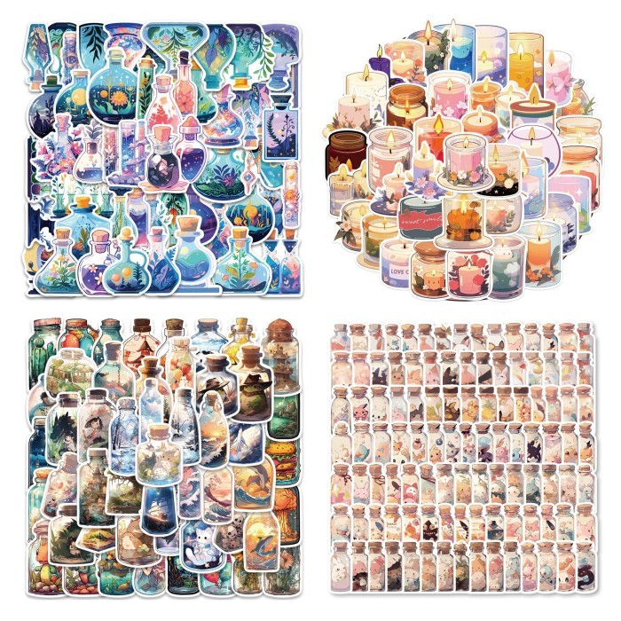 

sticker stiker waterproof 50 pcs bottle vial tanaman plant
