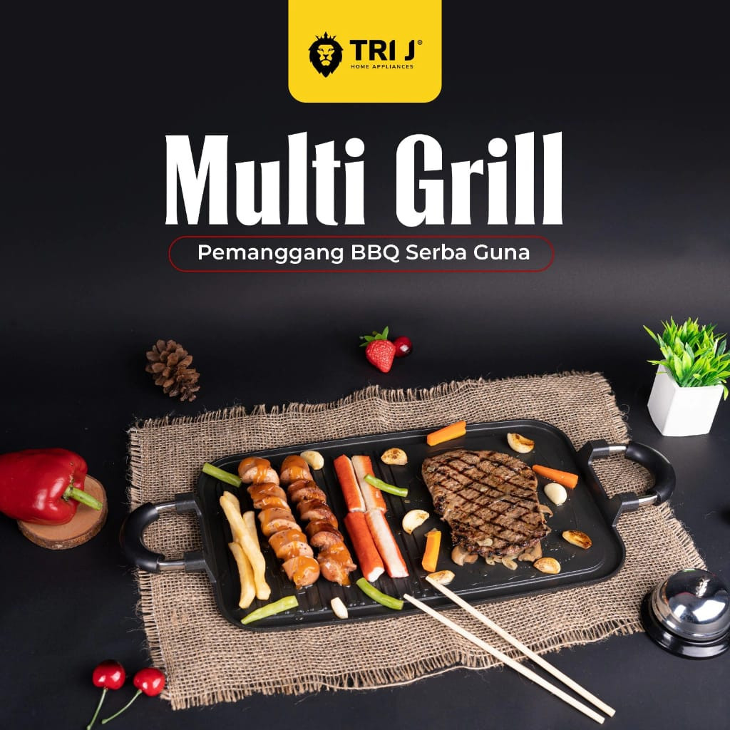 TRI J MULTI GRILL Pan Panggangan BBQ Serbaguna
