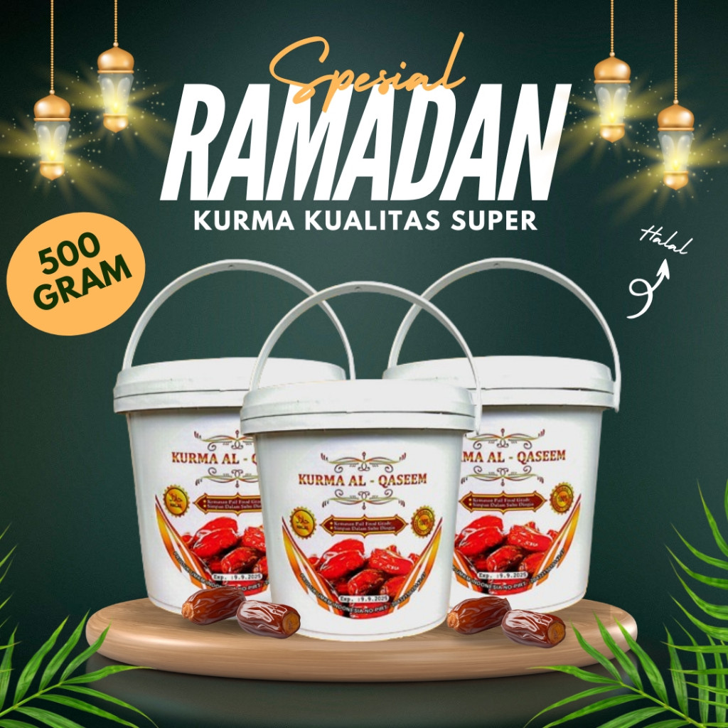 

[ 1 EMBER ] Kurma Al Qaseem Kemasan Ember 500 Gram Original - Kurma Al-Qassim Kurma Sukari [ COD ]