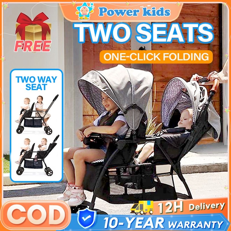 stroller tandem stroller twin Dapat dilipat stroller kembar Maksimum 50kg