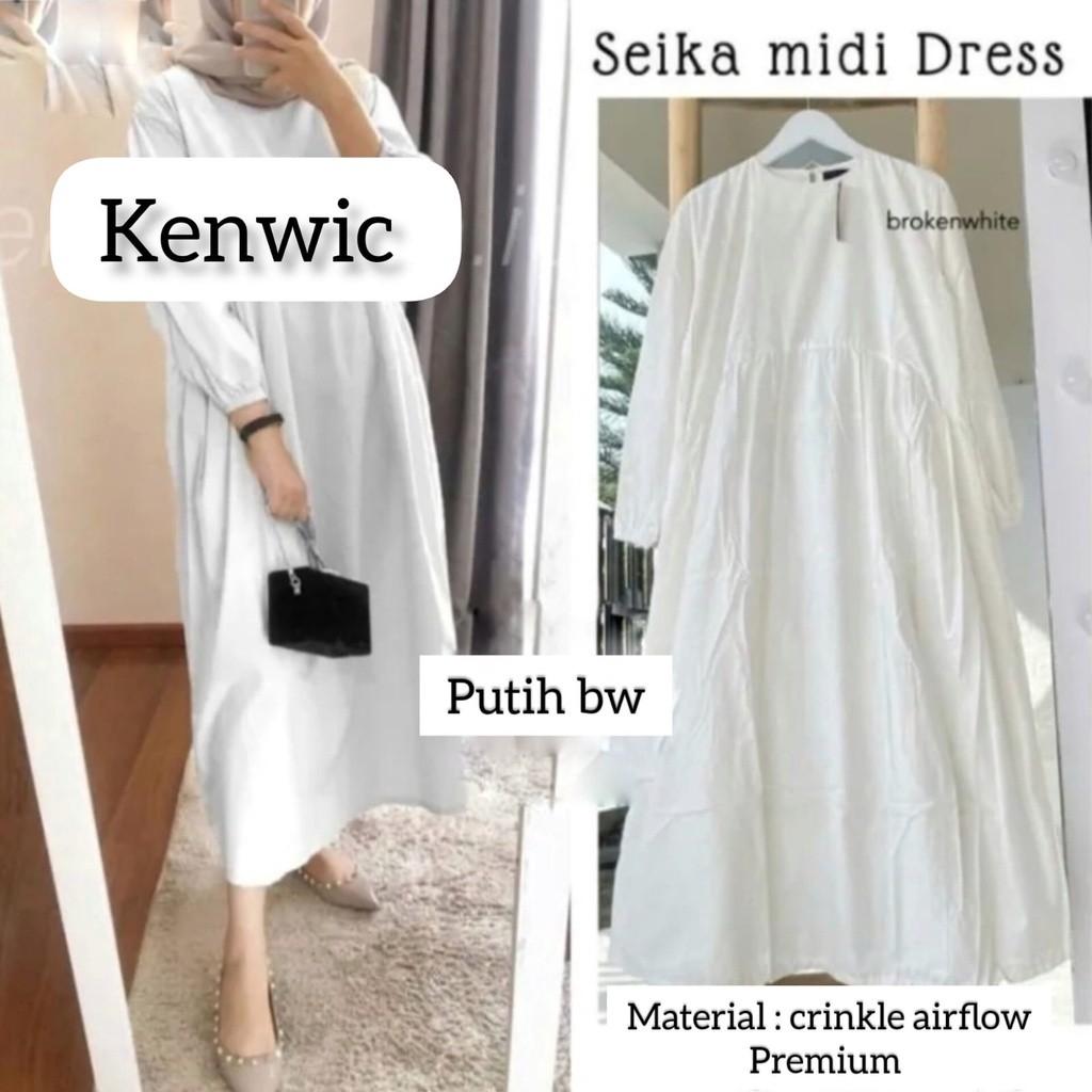 WADAindashopseika midi dress crinkle /midi dress kasual /midi dress polos/midi dress kekinian/midi d