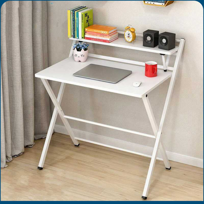 meja belajar aesthetic meja kerja komputer laptop lipat minimalis - Putih